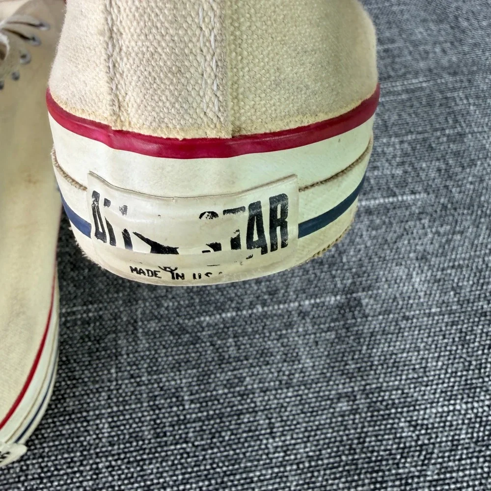Vintage Made in USA Converse Chuck Taylor High Top Size 11 Natural Cream 90s